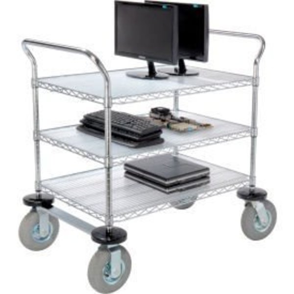 Global Equipment Nexel    Chrome Wire Shelf Instrument Cart 36x24 3 Shelves 1200 Lb. Capacity 188786